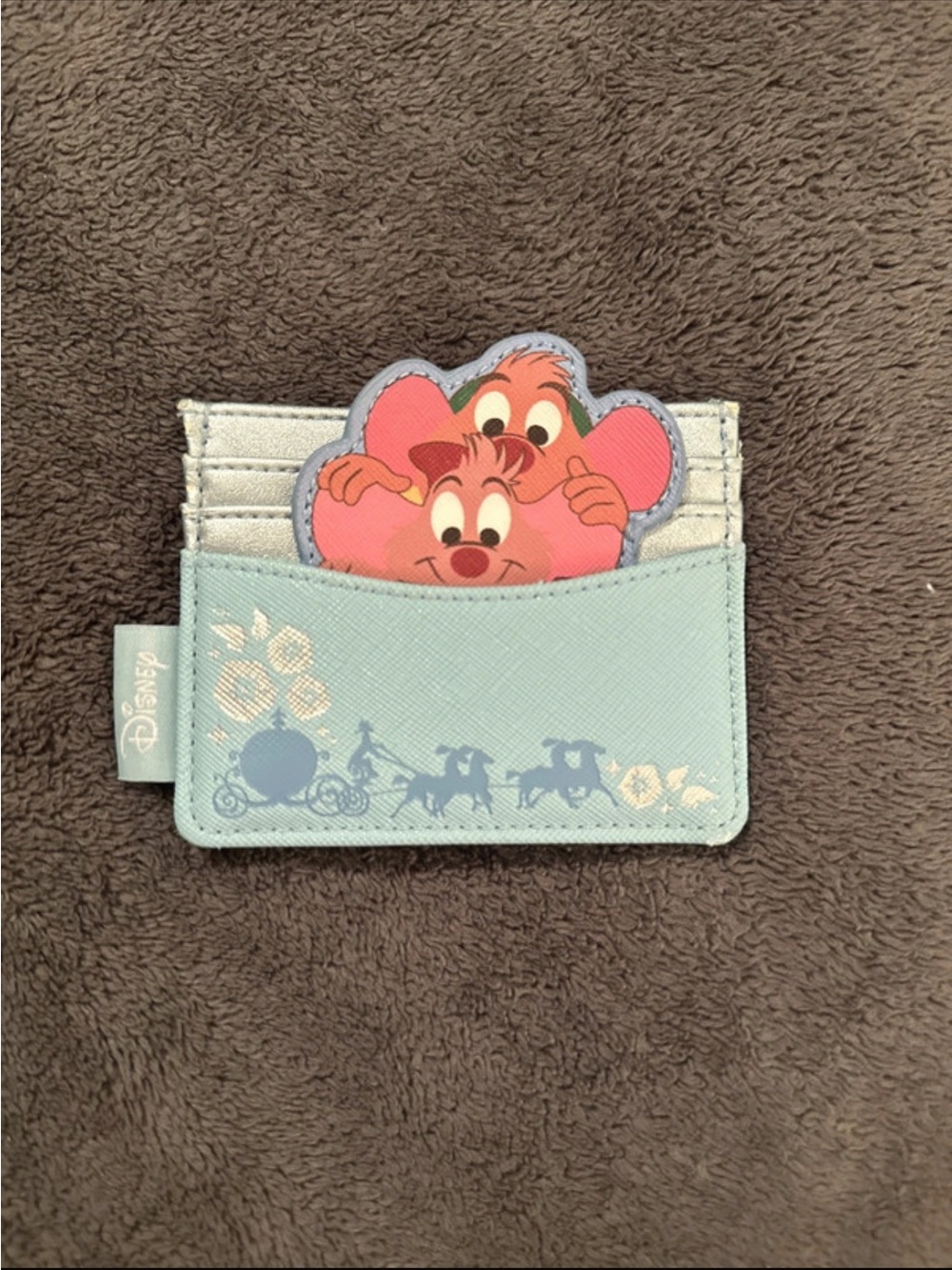 Disney Light Blue Cinderella Cardholder with Jaq and Gus Gus